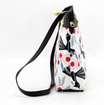 Tote Bag - small - (Rosie) Willy Wag Tail fabric with black leather end view