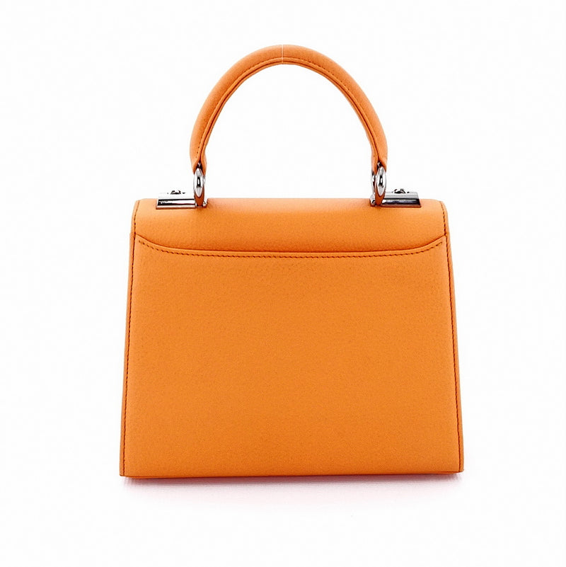 Handbag -traditional - (Beverly) Orange leather - orange crocodile showing back view