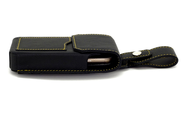 Holster style phone case with lid closed and phone in place