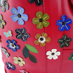 Felicity  Rojo leather flower detail tassel large tote bag flower details