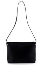 Rosie Black & white hair on hide goat skin small tote bag back view showing drop