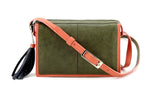 Riley Cross body bag Olive green & peach leather view side 1