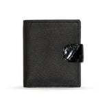 Daniel  Charcoal leather with black croc tab small men's wallet front view