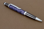 Pen Sierra stylus chrome & gun metal purple snake printed leather single barrel