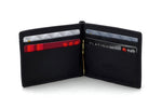 Bill fold - Andrew - Black leather men's wallet showing inside layout holding credit cards