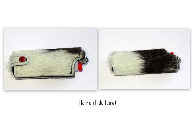 Lighter cover Hair on hide leather