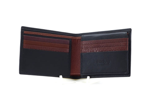 Black martin wallet showing inside pocket layout open view