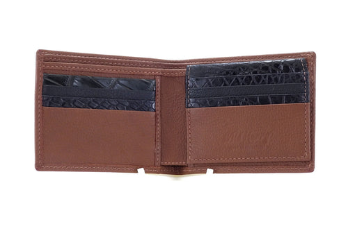 Wallet brown showing inside pocket layout wallet is open