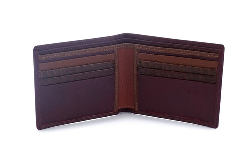 Wallet double credit card in burgundy showing inside pocket layout