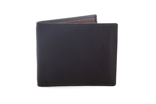 Outside front view of dark brown large bi fold wallet