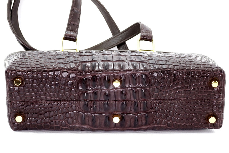 Tote bag - medium-(Emily) Designer bag - chocolate backstrap crocodile