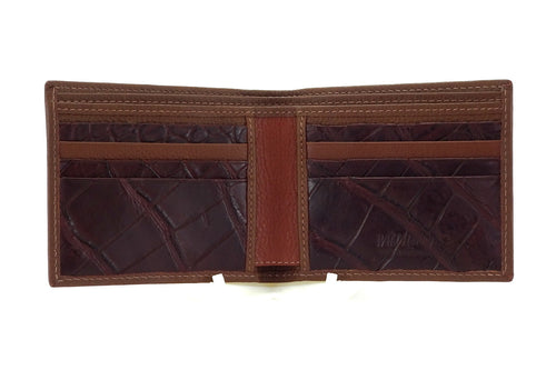 Wallet Martin large bi fold hip in brown showing inside pocket layout