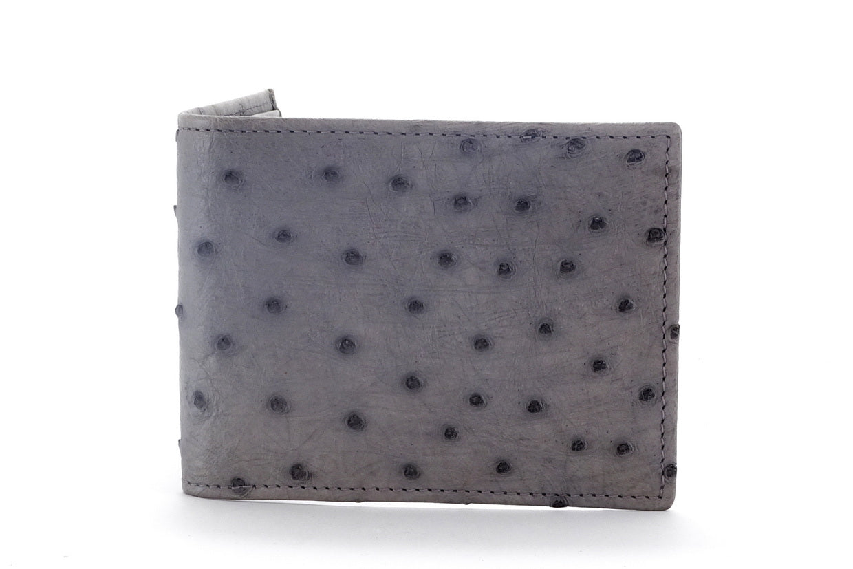 Wallet - large bi fold-(Martin) Grey ostrich leather credit card
