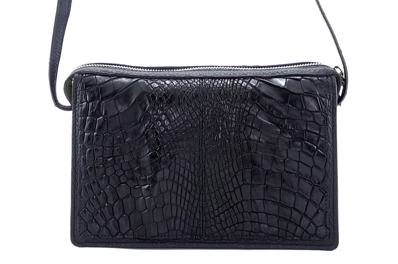 Handbag (Riley) Cross body bag - black matt crocodile elbows & leather elbow texture