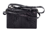 Handbag (Riley) Cross body bag - black matt crocodile elbows & leather view front side 2