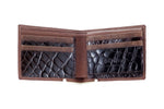Martin wallet brown leather showing inside pocket layout, the wallet is open