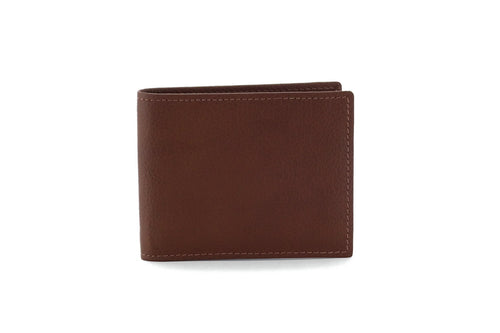 Wallet Martin large bi fold in brown leather showing outside front view
 