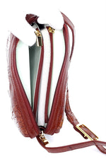 Handbag (Riley) Cross body bag havana tan crocodile & leather showing inside centre pockets