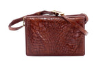 Handbag (Riley) Cross body bag havana tan crocodile elbows & leather front view side 2