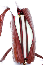 Handbag (Riley) Cross body bag havana tan crocodile elbows & leather top view into the bag