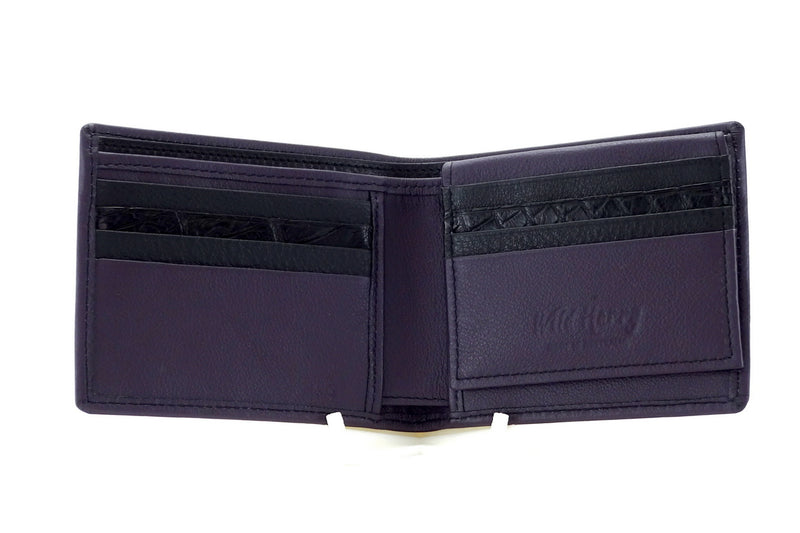 Wallet dark purple picture flap inside pocket layout view