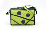 Handbag - small - (Riley) Cross body bag - Lime, green, grey & brown showing view of side 1