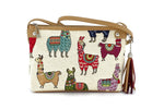 Tote Bag - small - (Rosie) Llama print fabric with beige leather trim