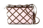 Tote Bag - small - (Rosie) Pink embossed sheep skin - brown patchwork