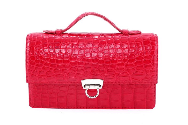 Mother's day jewelry Passage Red Crocodile Embossed Pattern Genuine Leather Tote  Bag (10.24