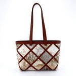 Emily  Tan Hair on hide patchwork leather tote bag