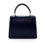 Handbag - traditional -(Beverly) Navy blue & burgundy & blue leather showing back slip pocket