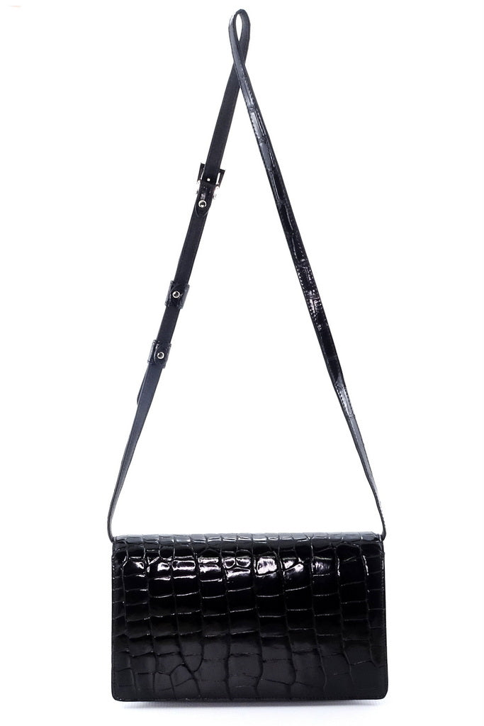 Handbag cross body (Tanya) Black Glaze crocodile – Wild Harry