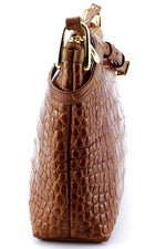 Tote Bag - small - (Rosie) Saddle tan crocodile skin showing end of bag