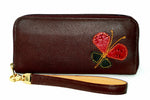 Michaela  Shiraz textured leather butterfly detail ladies zip purse side 1