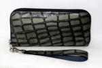 Michaela  Grey foil leather zip around purse side 2
