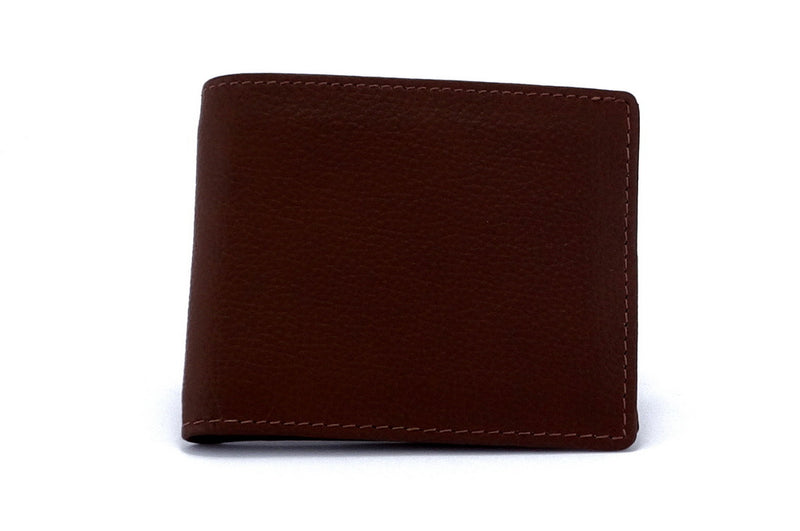 Wallet - medium bi fold - (Mason) Brown leather - coin pocket showing front of wallet