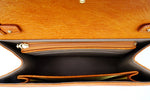 Handbag - cross body - (Tanya) Tan ostrich leather with handle. This photo shows the internal of the bag looking down.