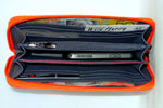 Michaela  Orange soft crocodile ladies zip around purse inside pocket layout