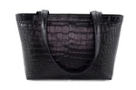 Tote bag - medium-(Emily) Designer bag in Black Matt Crocodile back view showing shoulder straps down