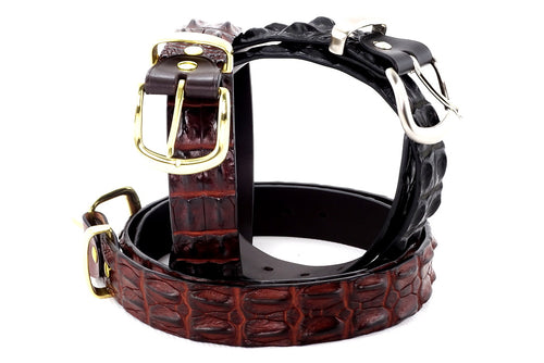 Belt - Crocodile Hornback - 38mm wide. Showing the black and brown colours.