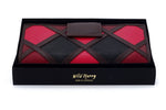 Purse - large clutch - (Willow) Patchwork in black- pink-red-brown showing boxed