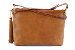 Tote Bag - small - (Rosie) Tan crocodile skin with leather back showing leather side view