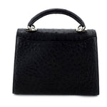 Handbag -traditional - (Joan)  Black ostrich skin leather showing back slip pocket