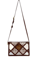 Handbag (Riley) Cross body bag - Brown patchwork Hair on cow hide, showing full view brown side