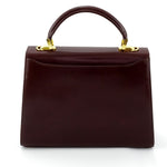 Handbag -traditional - (Joan) Brown gloss leather with gold fittings showing back view of the slip pocket