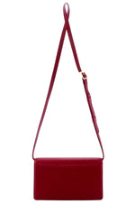 Handbag - cross body - (Tanya)  Dark Red  leather gold fittings back view with the shoulder straps fully extended