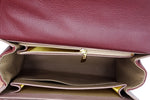 Handbag -traditional - (Beverly) Dark grey, burgundy & lilac showing internal pockets