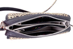 Handbag (Riley) Cross body bag - Hessian fabric & black leather