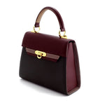 Handbag -traditional - (Beverly) Dark grey, burgundy & lilac showing front of bag