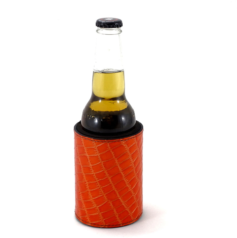 Stubby Coolers leather orange foil